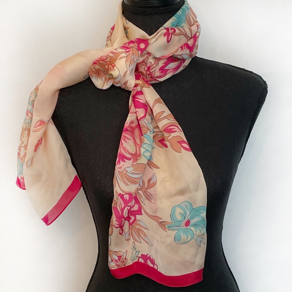Vince Camuto Floral Pink and Blue Scarf